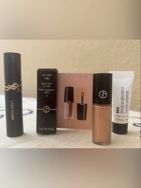 Armani Eye Tint/ Yves Saint Laurent NU Halo Tint Highlighter - Champagne Gold